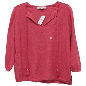 Ann Taylor LOFT Tasseled Split Neck Sweater Size S